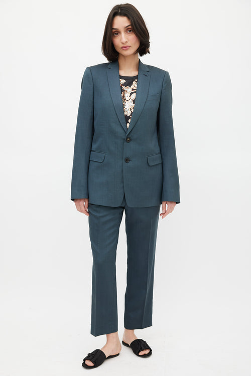 Dries Van Noten Green Wool Silk 
Mohair Suit