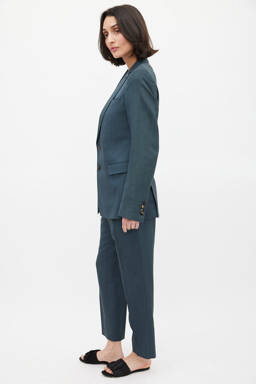 Dries Van Noten Green Wool Silk 
Mohair Suit