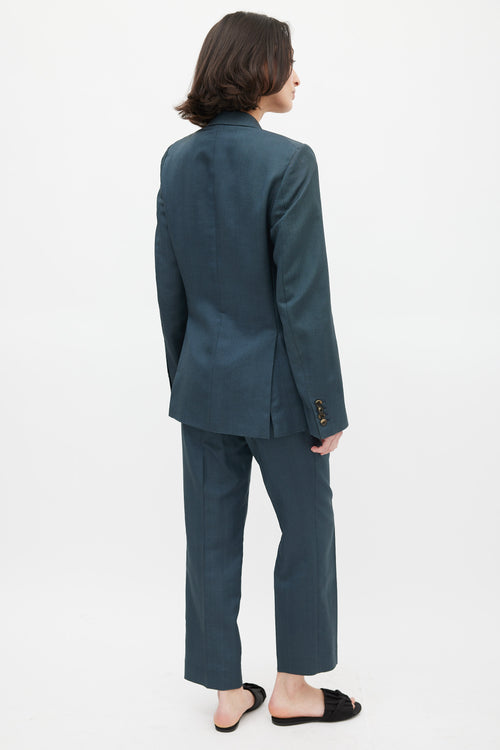 Dries Van Noten Green Wool Silk 
Mohair Suit