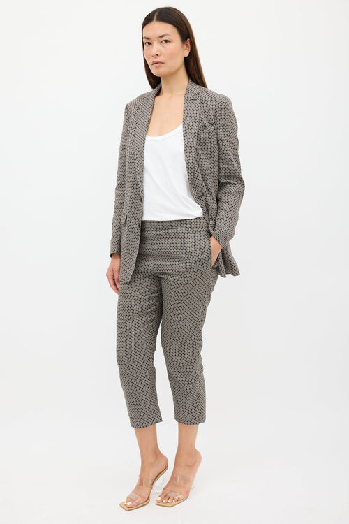 Dries Van Noten Grey 
Black Jacquard Pant Suit