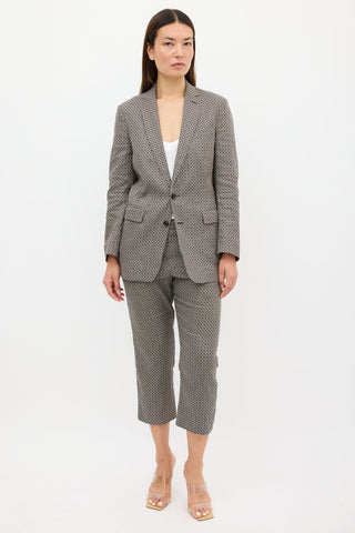 Dries Van Noten Grey 
Black Jacquard Pant Suit