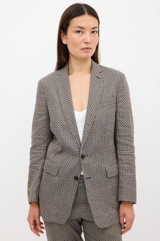 Dries Van Noten Grey 
Black Jacquard Pant Suit