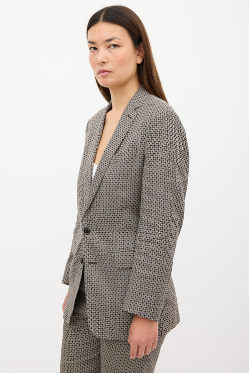 Dries Van Noten Grey 
Black Jacquard Pant Suit