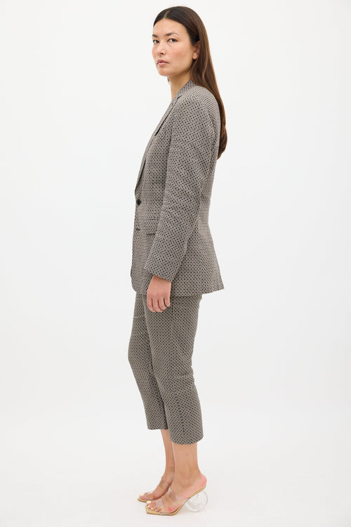 Dries Van Noten Grey 
Black Jacquard Pant Suit