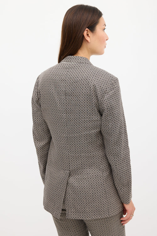 Dries Van Noten Grey 
Black Jacquard Pant Suit