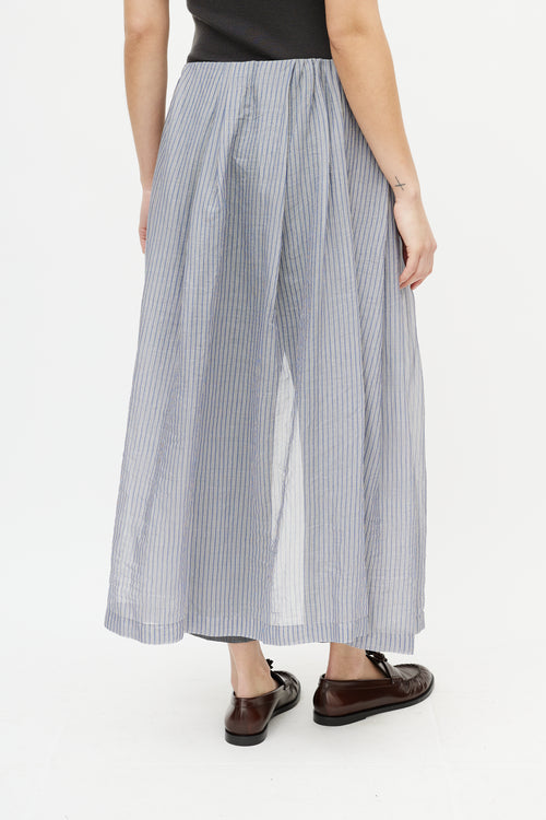 Dries Van Noten Grey 
Blue Striped Plaid Overlay Trouser