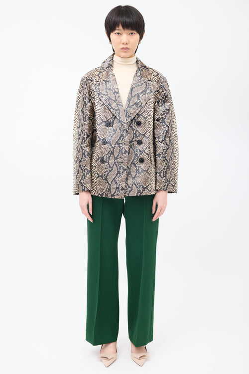 Dries Van Noten Grey 
Cream Coated Cotton Printed Jacket