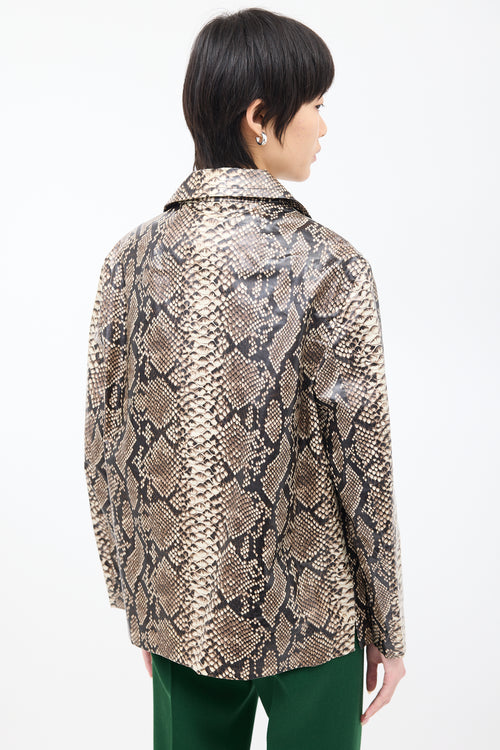 Dries Van Noten Grey 
Cream Coated Cotton Printed Jacket