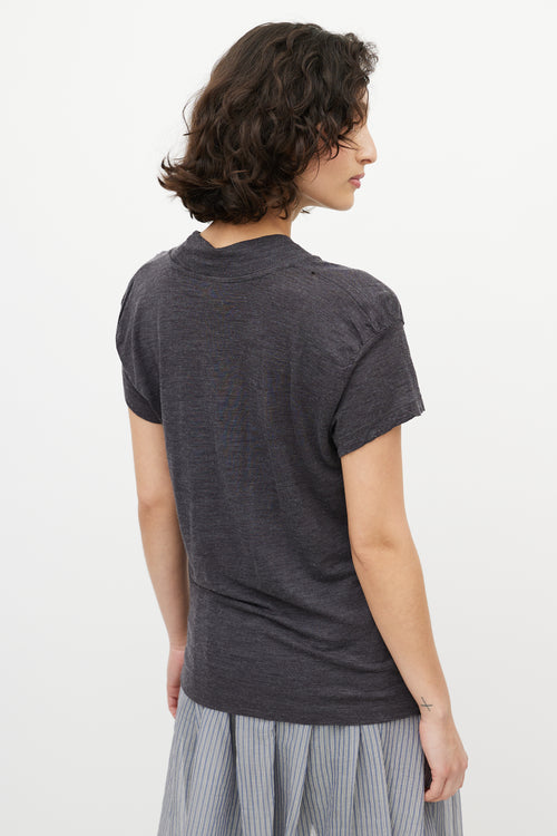 Dries Van Noten Grey Gathered T-Shirt