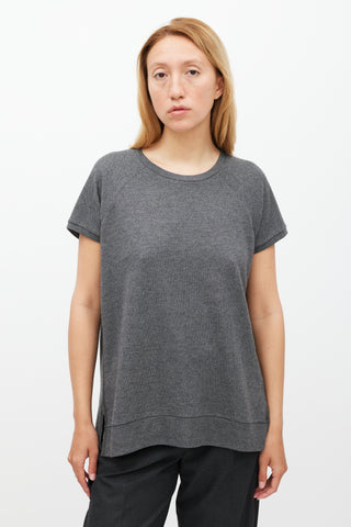 Dries Van Noten Grey Knit High Low Split Top