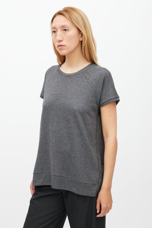 Dries Van Noten Grey Knit High Low Split Top