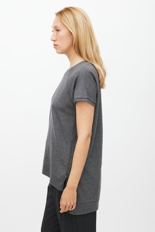 Dries Van Noten Grey Knit High Low Split Top