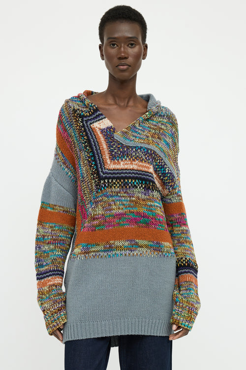 Dries Van Noten Grey Multi Colour Knit Long Sleeve Sweater