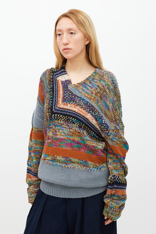 Dries Van Noten Grey 
Multicolour Knit Sweater