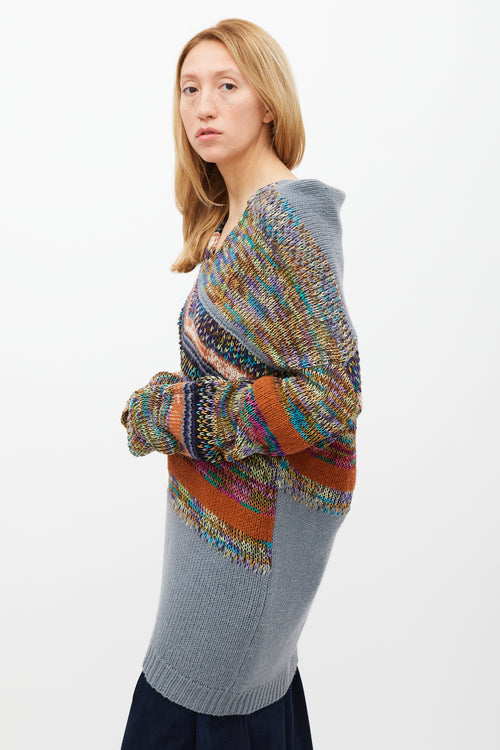 Dries Van Noten Grey 
Multicolour Knit Sweater