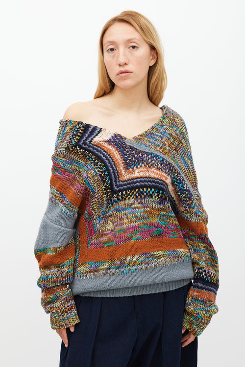 Dries Van Noten Grey 
Multicolour Knit Sweater