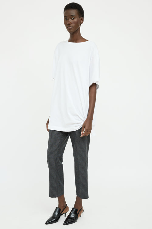 Dries Van Noten Grey Pinstripe Wool Pleated Pant