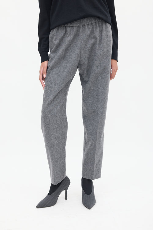 Dries Van Noten Grey Wool High Waist Tapered Trouser