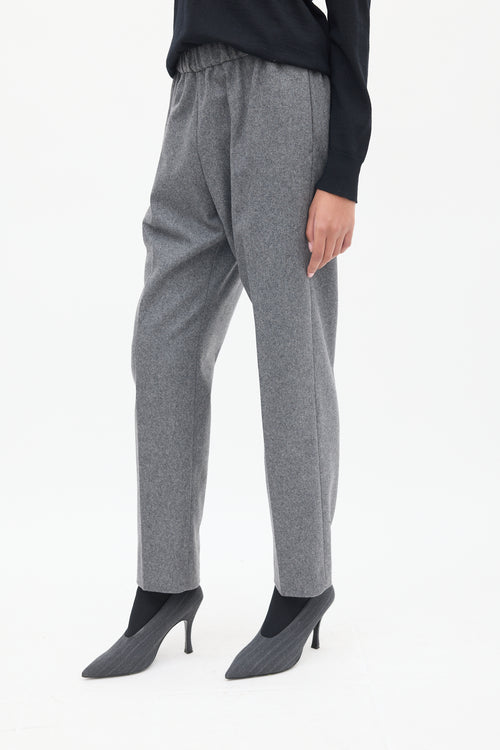 Dries Van Noten Grey Wool High Waist Tapered Trouser