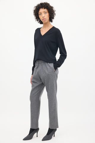 Dries Van Noten Grey Wool High Waist Tapered Trouser