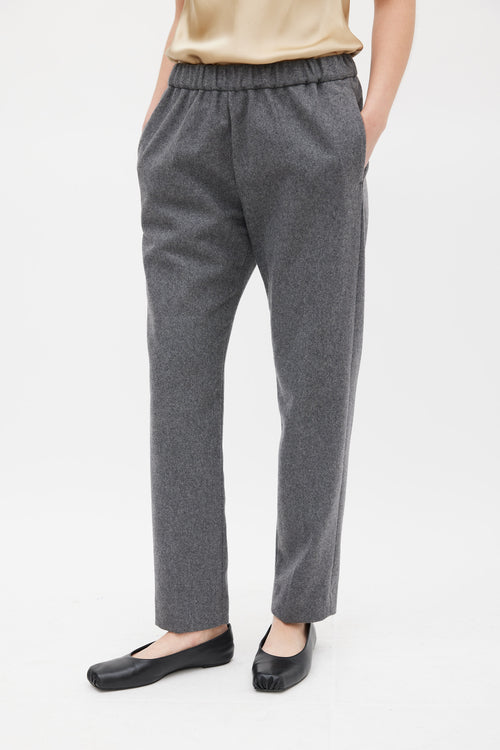 Dries Van Noten Grey Wool Tapered Leg Trouser