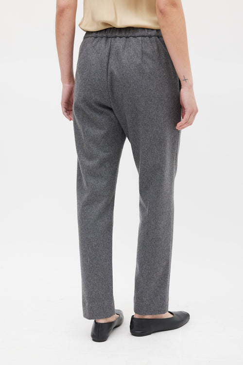 Dries Van Noten Grey Wool Tapered Leg Trouser