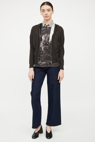 Dries Van Noten Brown Wool Knit Layered Sequin Cardigan