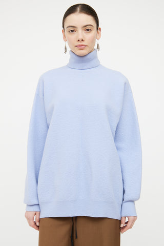 Dries Van Noten Blue Wool Knit Turtleneck