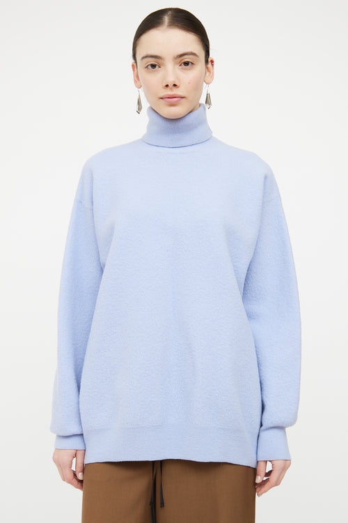 Dries Van Noten Blue Wool Knit Turtleneck