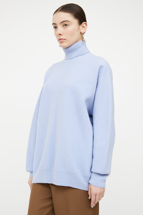 Dries Van Noten Blue Wool Knit Turtleneck