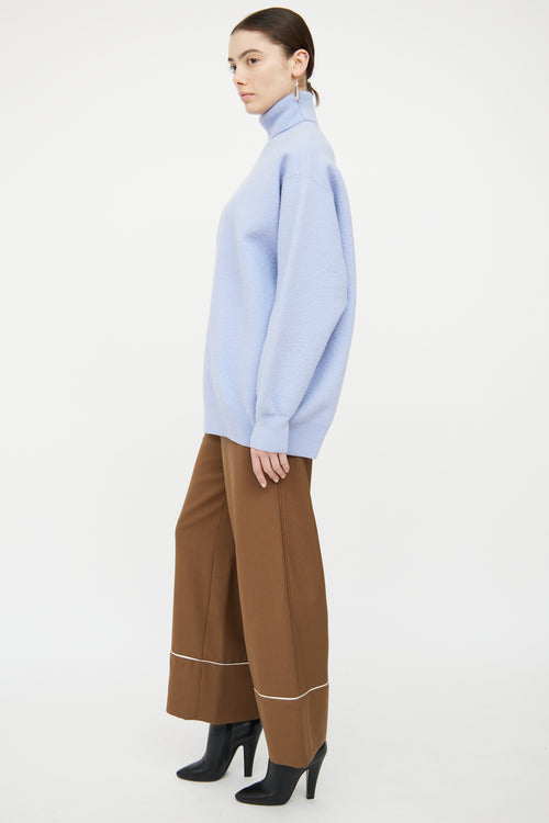 Dries Van Noten Blue Wool Knit Turtleneck