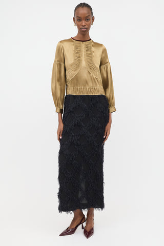 Dries Van Noten Metallic Fringe Colour Block Dress