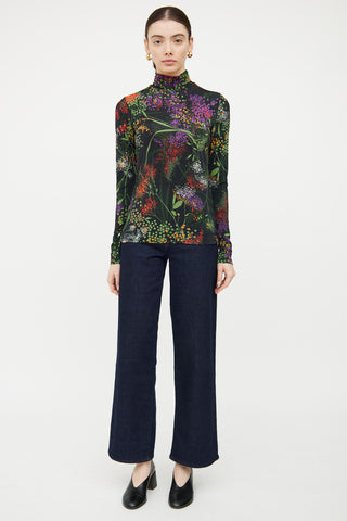 Dries Van Noten Black 
Multicolour Floral Top