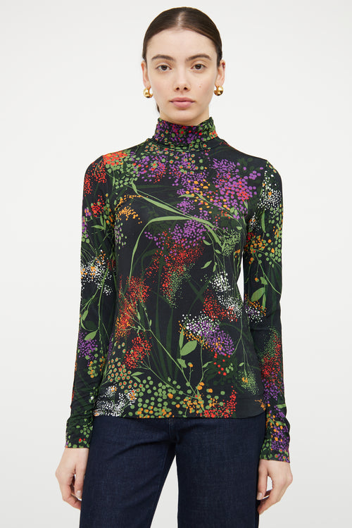 Dries Van Noten Black 
Multicolour Floral Top