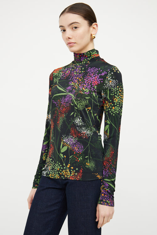 Dries Van Noten Black 
Multicolour Floral Top