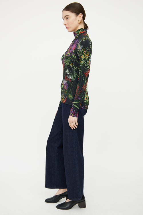 Dries Van Noten Black 
Multicolour Floral Top