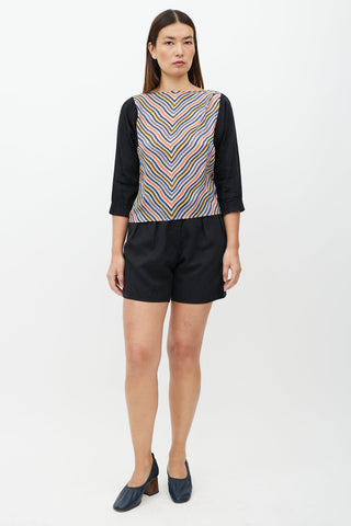 Dries Van Noten Black 
Multicolour Pattern Silk Top