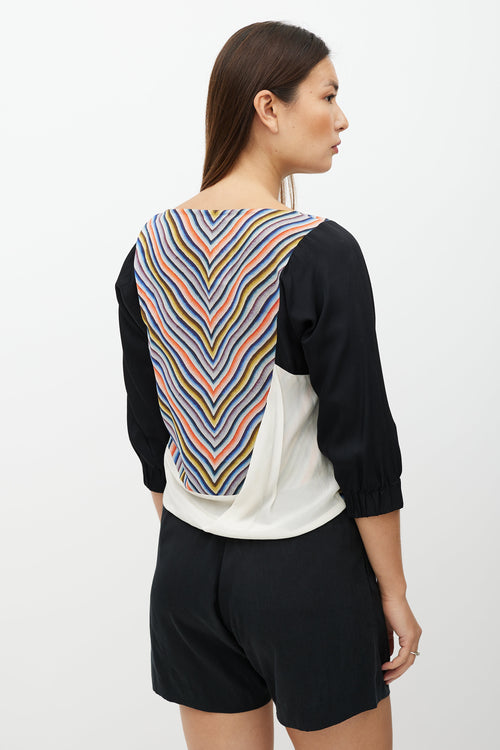 Dries Van Noten Black 
Multicolour Pattern Silk Top