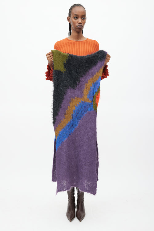 Dries Van Noten Multicolour Mixed Yarn Knit Long Scarf