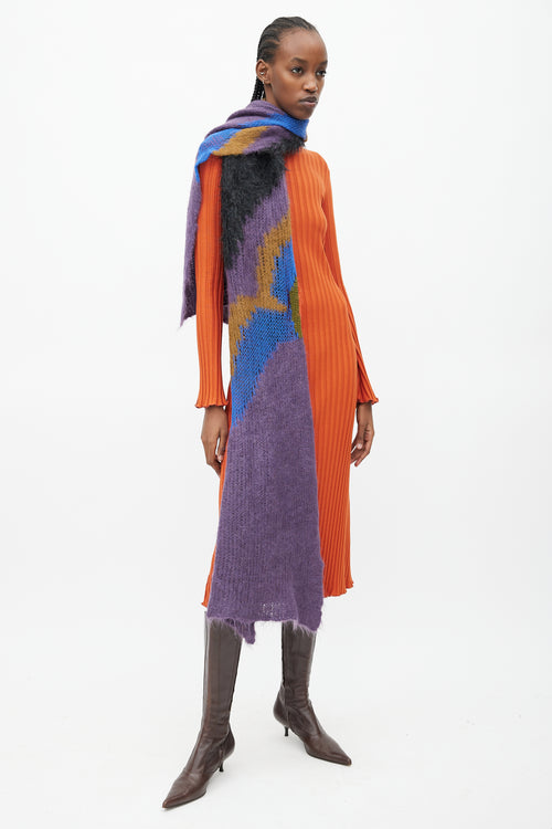 Dries Van Noten Multicolour Mixed Yarn Knit Long Scarf