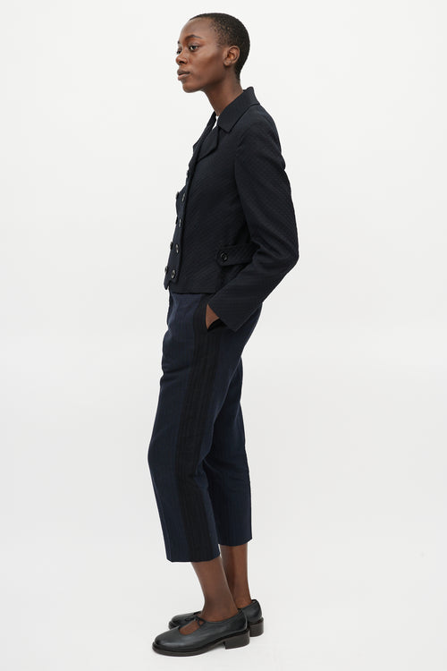 Dries Van Noten Navy 
Brown Striped Trouser