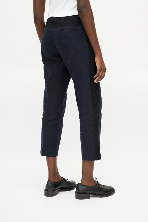 Dries Van Noten Navy 
Brown Striped Trouser