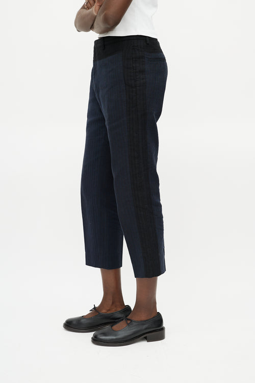 Dries Van Noten Navy 
Brown Striped Trouser