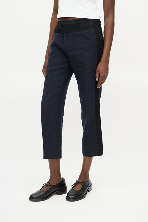 Dries Van Noten Navy 
Brown Striped Trouser