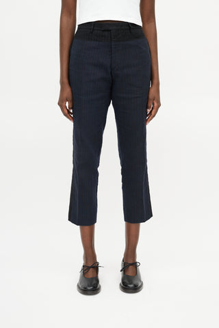 Dries Van Noten Navy 
Brown Striped Trouser