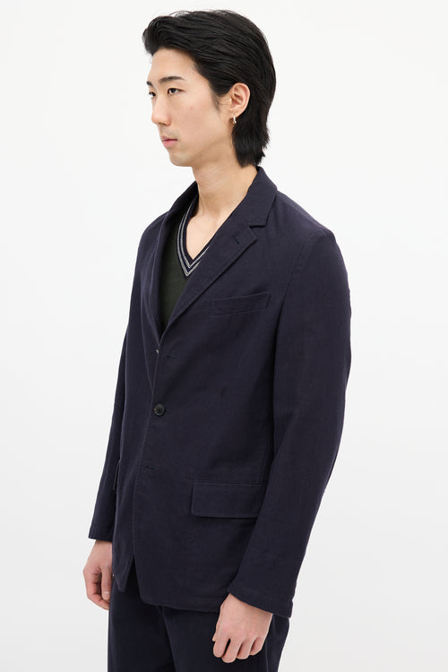 Dries Van Noten Navy Cotton 
Wool Pinstripe Blazer