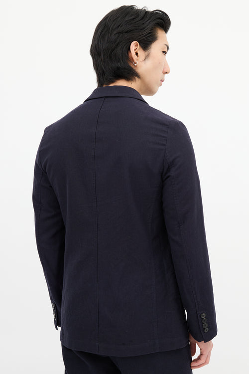 Dries Van Noten Navy Cotton 
Wool Pinstripe Blazer