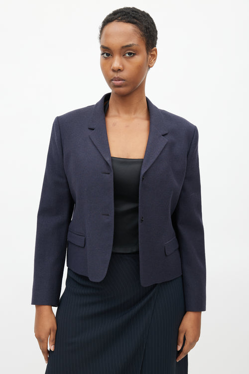 Dries Van Noten Navy Wool Cropped Blazer