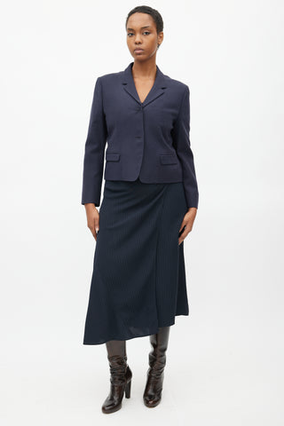 Dries Van Noten Navy Wool Cropped Blazer