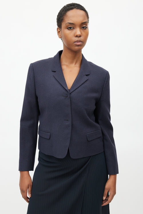 Dries Van Noten Navy Wool Cropped Blazer